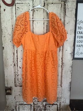 Lilly Pulitzer Plus Size Kay Dress Eyelet Sundress in Cantaloupe sz 16